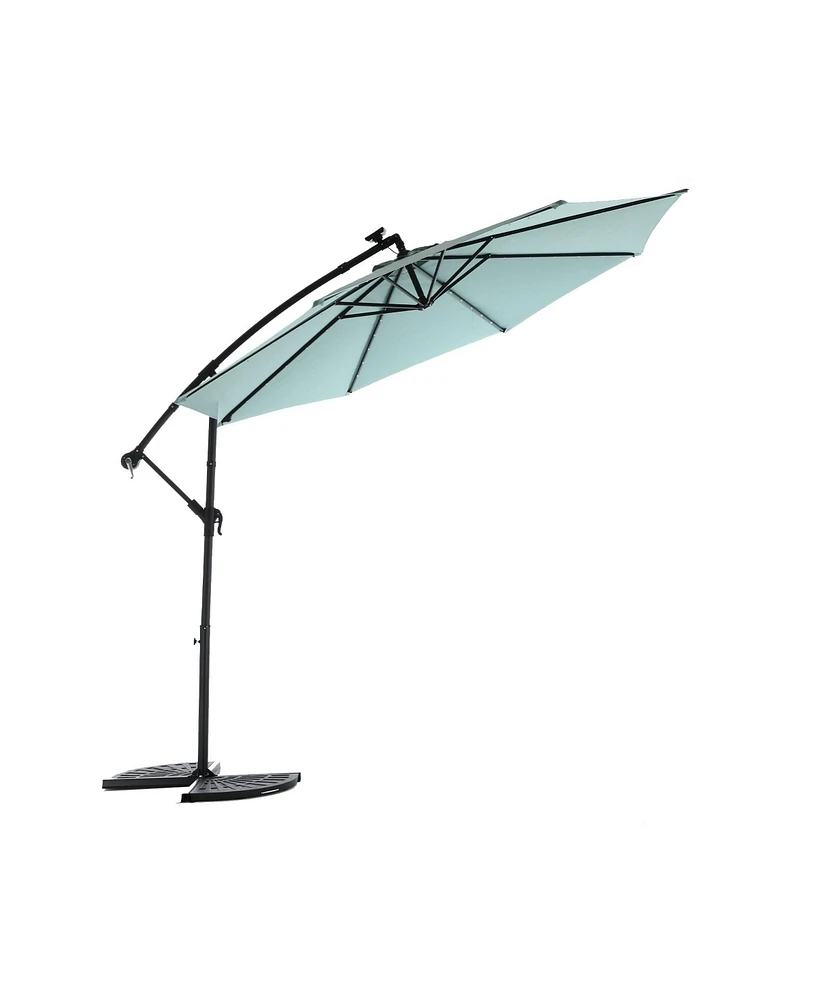 Mondawe 10ft Solar Led Offset Hanging Market Patio Umbrella