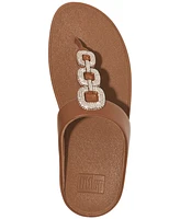FitFlop Women's Fino Crystal Chain Leather Toe-Post Sandals