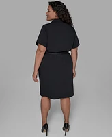 Karl Lagerfeld Paris Belted Short-Sleeve Midi Shirtdress