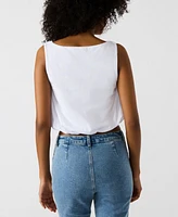 Steve Madden Women's Alta Cotton Sleeveless Bubble-Hem Top