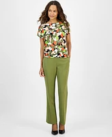 Ak Anne Klein Petite Floral-Print Top