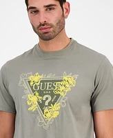 Guess Men's Flower Triangle Short Sleeve Logo Graphic T-Shirt