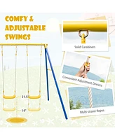Metal Swing Set for Backyard with 2 Swing Seats and 2 Glider Seats