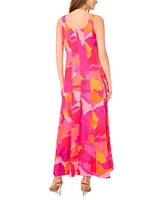 Msk Women's Printed Square-Neck Sleeveless Maxi Dress