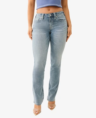 True Religion Women's Billie Mid Rise Straight Leg Jeans