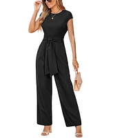 Cupshe Women's Elegant Tie-Waist Cap Sleeve Jumpsuit