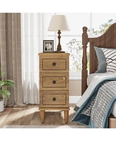 Tribesigns Solid Wood End Table, Fully Assembled Narrow Side Table with Drawers, Pre-Assembled Nightstand Slim Bedside Table for Small Spaces, Living