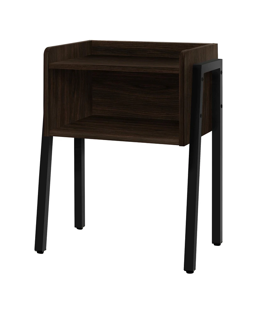 Contemporary Wood Top Accent Table with Sturdy Metal Frame