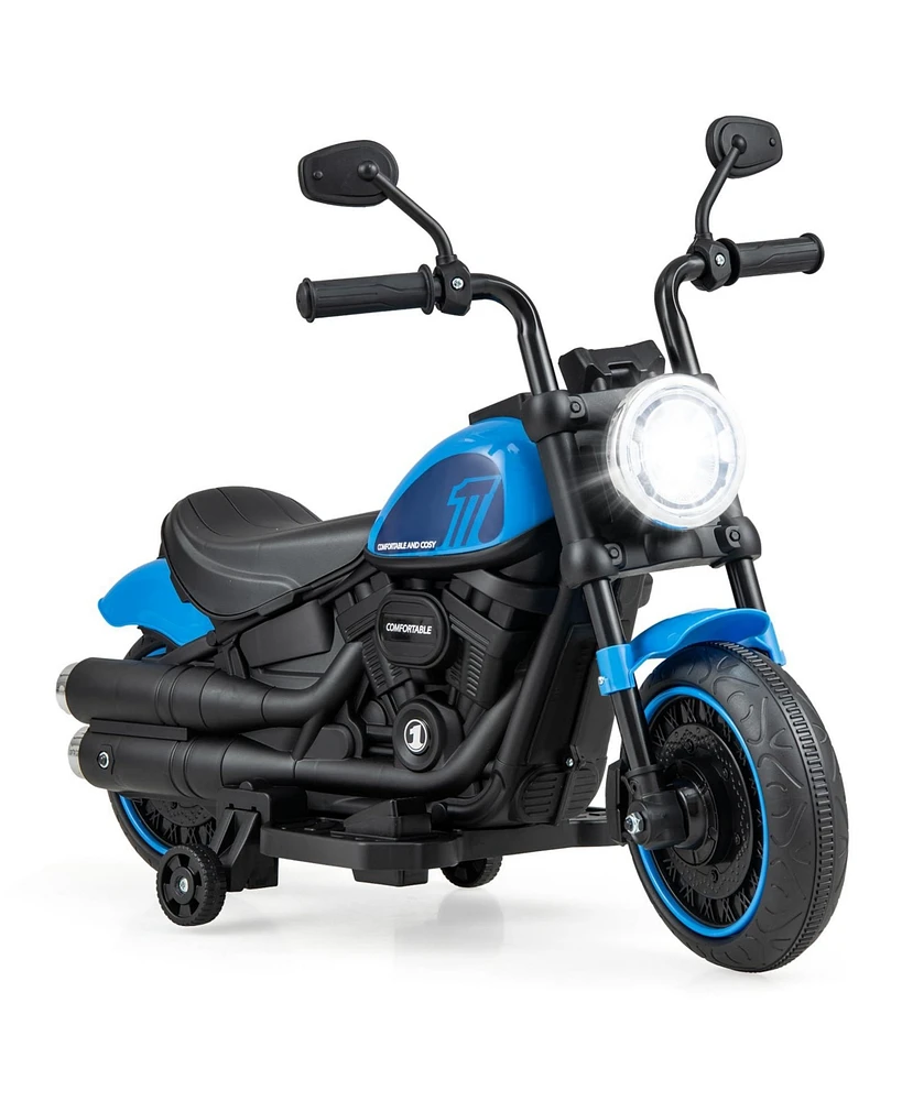 Kids Electric Motorcycle with Training Wheels and Led Headlights