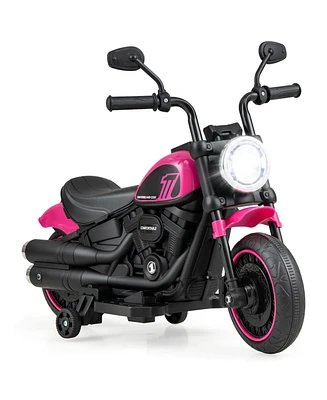 Kids Electric Motorcycle with Training Wheels and Led Headlights