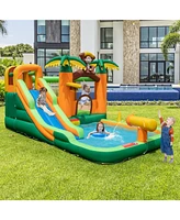 Monkey-Themed Inflatable Bounce House with Slide without Blower