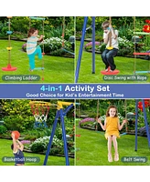 4-in-1 660 lbs Heavy Duty Swing Set for Kids Aged 3-9 Years Old
