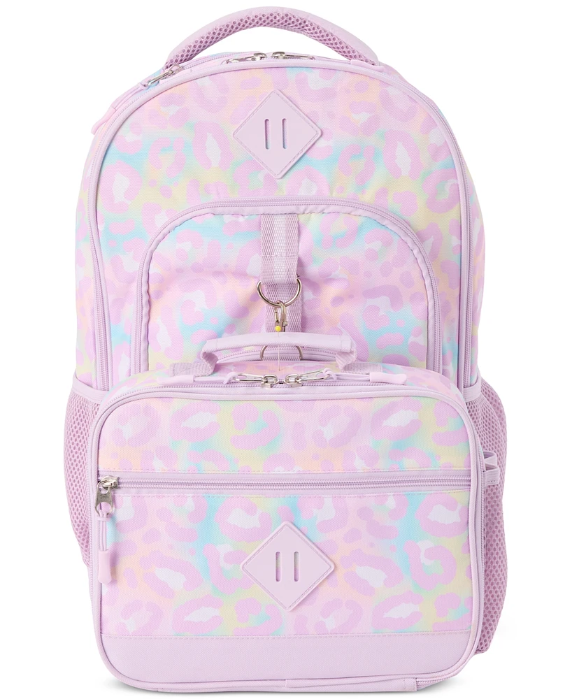 InMocean Big Girls Pastel Cheetah Backpack & Lunch Bag Set