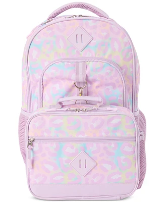 InMocean Big Girls Pastel Cheetah Backpack & Lunch Bag Set
