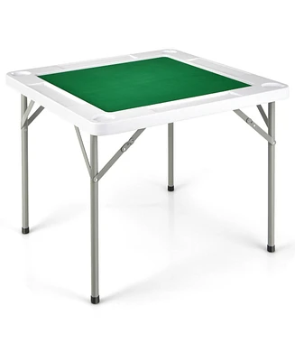 4-Player Mahjong Game Table with Iron Frame