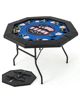 48 Inches Foldable Poker Table with Padded Rails and Cup Holders