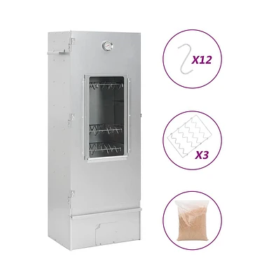 Bbq Oven Smoker with Wood Chips 17.5"x11.4"x43.3" Galvanized Steel