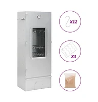 Bbq Oven Smoker with Wood Chips 17.5"x11.4"x43.3" Galvanized Steel