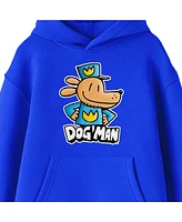 Dog Man Boys Character Posing Youth Royal Blue Long Sleeve Hooded Sweatshirt-xl