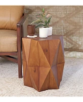 24-Inch Brown Solid Wood End Table Classic Accent Table for Living Room