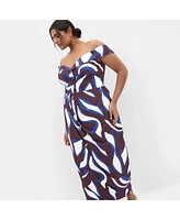 City Chic Plus Claire Print Off Shoulder Dress