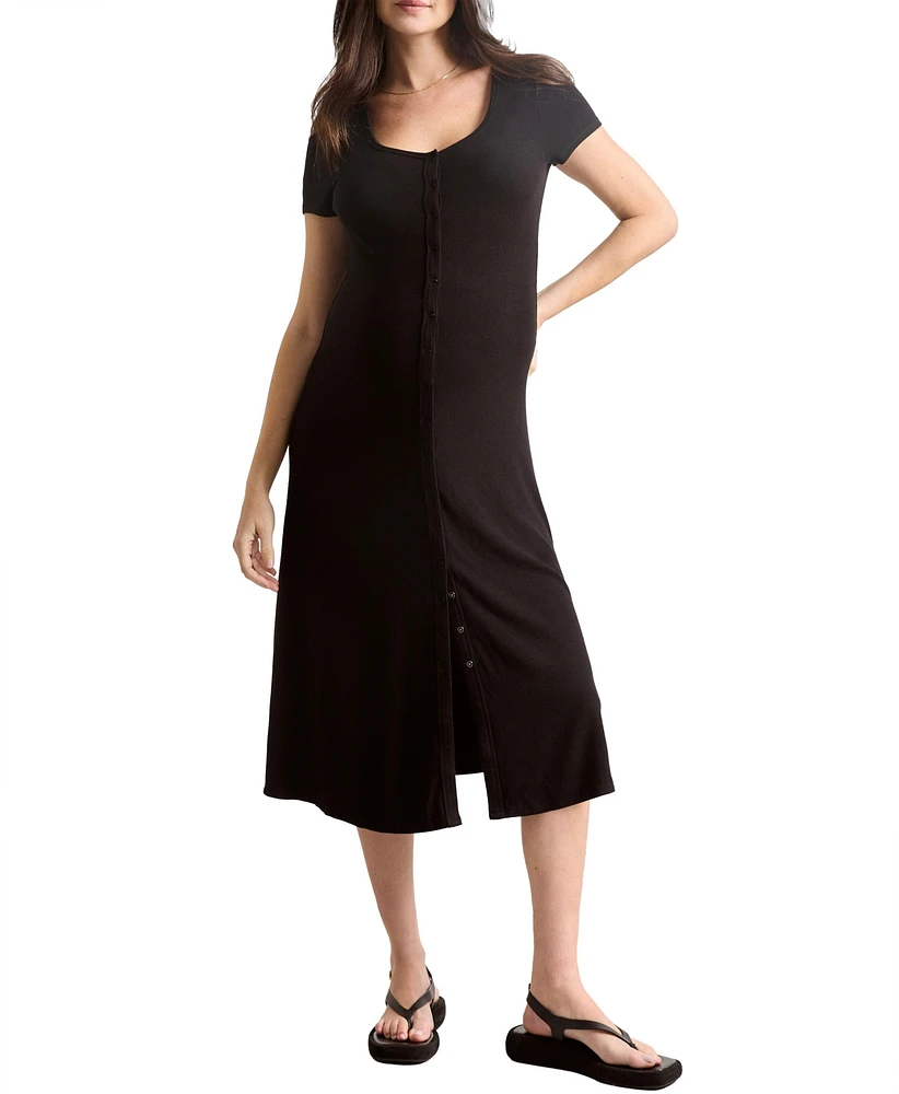 Hatch Collection Maternity Softest Rib Maternity/Nursing Midi Dress
