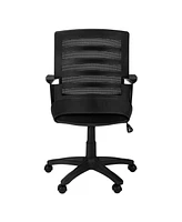 Black Polyester Seat Swivel Adjustable Task Chair Mesh Back Plastic Frame