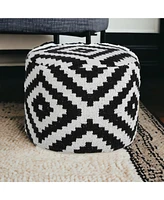18" Black Cotton Blend Ottoman