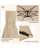 Gymax 10 Ft Offset Patio Umbrella Solar Powered Cantilever w/ 112 Led Lights
