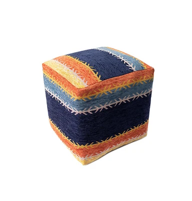 18" Multicolored Polyester Blend Ottoman