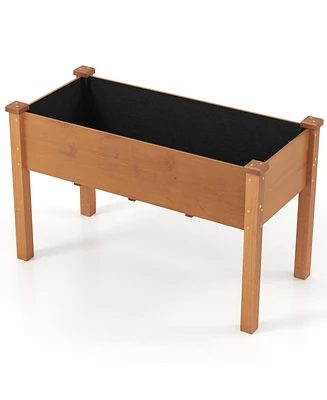 Raised Garden Bed with Legs and Drainage Holes for Backyard-Brown