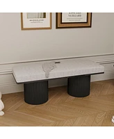 Upholstered Bed End Bench with Chunky Round Legs Modern Boucle Fabric Accent for Bedroom Living Room Entryway Footrest Seating-The Pop Home