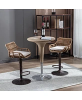 Set of 2 Modern Adjustable Swivel Bar Stools with Woven Back and Cushioned Seat Counter Height Chairs Footrest for Kitchen Dining Bar-The Pop Hom