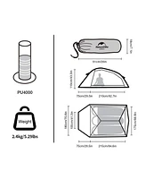Naturehike Cloud-Up 3 Person Lightweight Backpacking Tent with Footprint - 3 Season Free Standing Dome Camping Hiking Waterproof Backpack Tents,grey