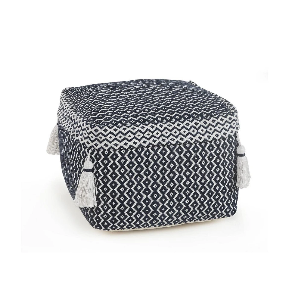 18" Blue 100% Cotton Ottoman