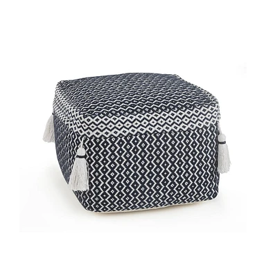 18" Blue 100% Cotton Ottoman