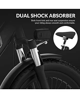 Off White Electric Bike, 20" Fat Tire Step-Thru Electric Bicycle, 900W Peak Motor 45 Miles 20MPH Top Speed, Dual Suspension & 7-Speed Folding Ebi