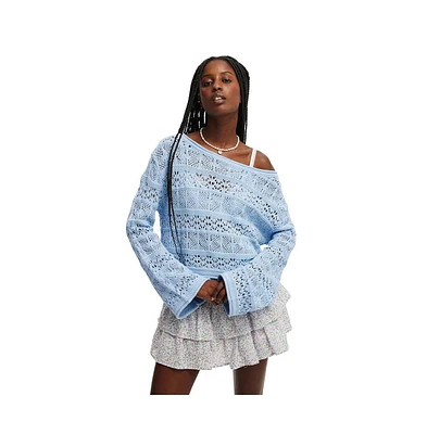 Cotton On Women's Crochet Boatneck Pullover