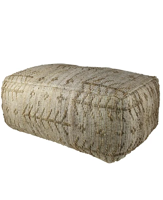 Hemp Textured Rectangle Pouf for Living Room Bedroom or Lounge Area Seating