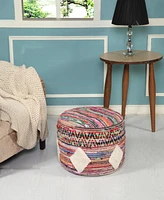 Cotton Blend Ottoman for Living Room Bedroom Seating and Home Decor