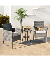 2 Pieces Outdoor Pe Rattan Armchairs with Cozy Seat Cushions
