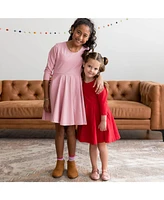 Mightly Girls Fair Trade Organic Cotton Solid 3/4 Sleeve Twirl Dress