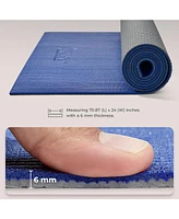 Sunny Health & Fitness Anti-Slip Dual Color Exercise Yoga Mat,Blue