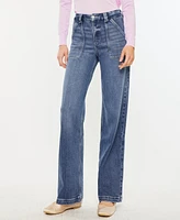 Kancan Women's High Rise Wide Leg Pull On Jeans