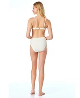 Cece Womens La Vie A La Mer Textured Button Front Bikini Top Bottoms