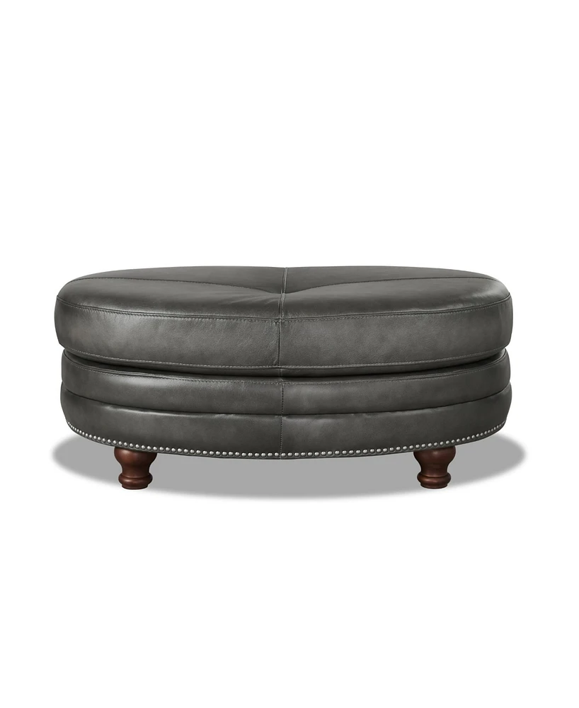 Hydeline Belfast 42" Top Grain Leather Oval Ottoman