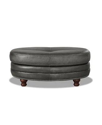 Hydeline Belfast 42" Top Grain Leather Oval Ottoman