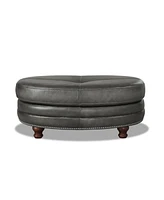 Hydeline Belfast 42" Top Grain Leather Oval Ottoman