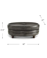 Hydeline Belfast 42" Top Grain Leather Oval Ottoman