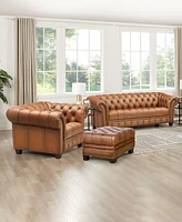 Hydeline York 29" Top Grain Leather Ottoman
